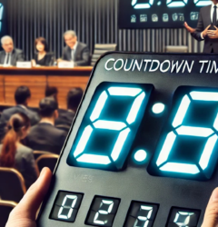 Event countdown timer on screen helping prevent session overruns and keep the schedule on track