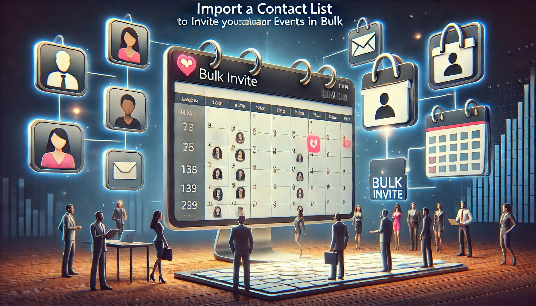 Importing a contact list to send bulk calendar invites for events and meetings
