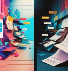 Side-by-side comparison of a calendar invite and a traditional email invite on two screens