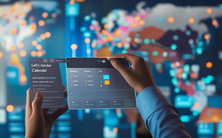 Digital calendar interface displaying scheduled events and invite options