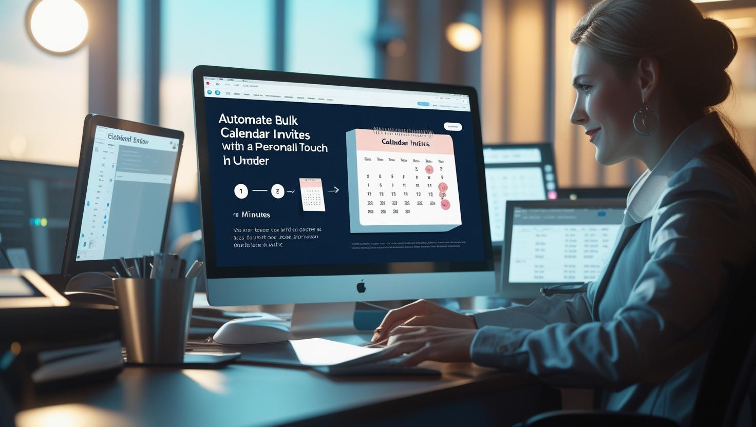 Dashboard showing automated bulk calendar invites with personalized event details sent in minutes