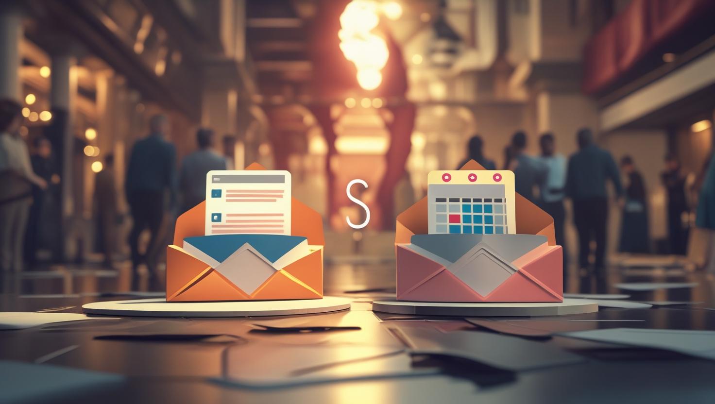 Comparison of an email invitation and a calendar event on screen, illustrating the difference in engagement for event attendance