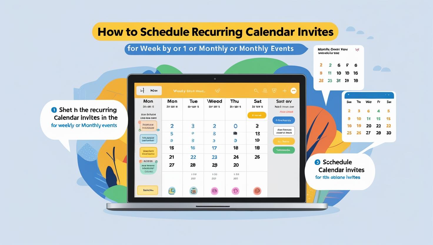 A digital calendar interface showing a recurring weekly event being scheduled, highlighting automation and time-saving for organizers.