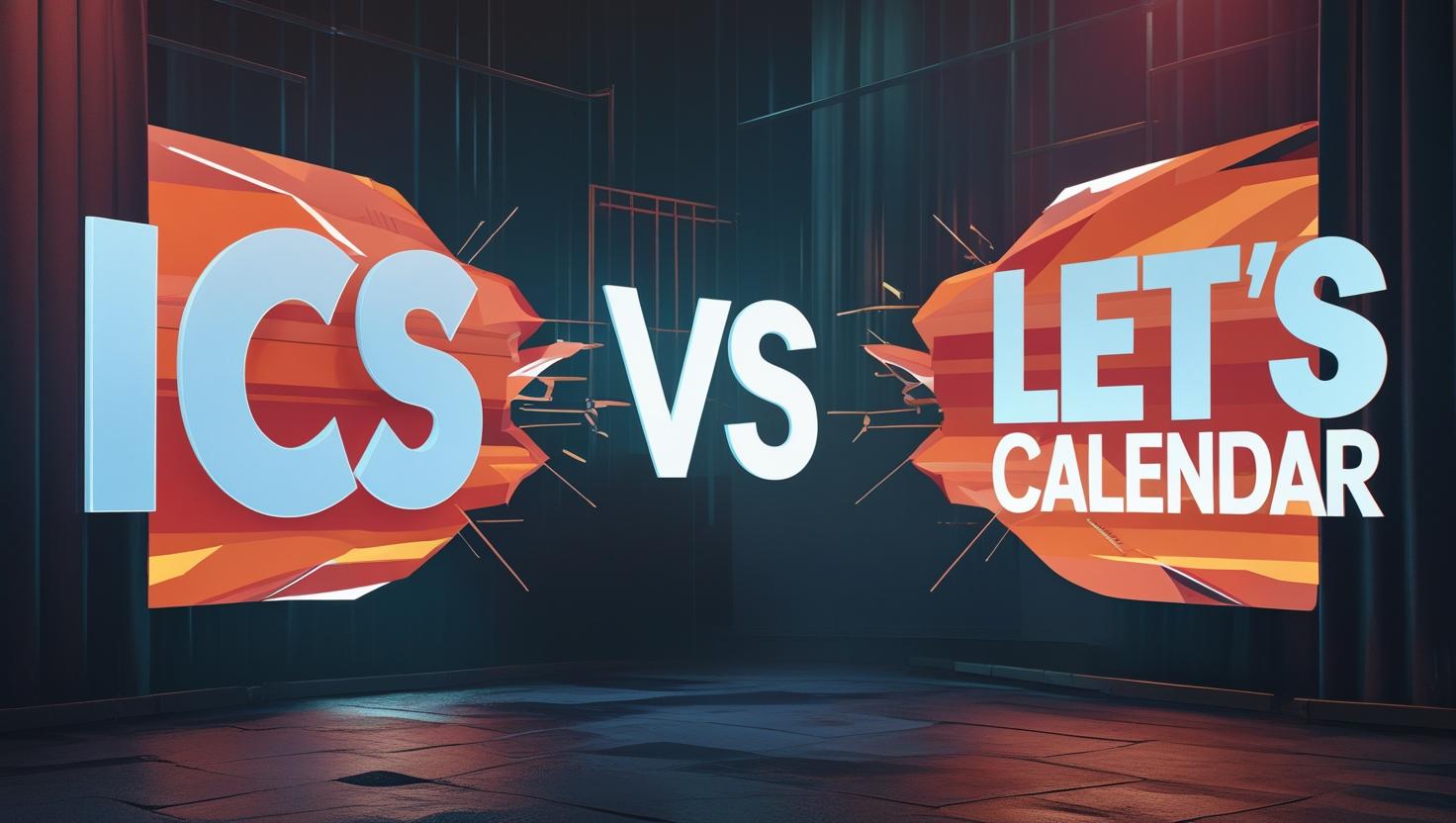 Comparison of a basic ICS calendar file and an advanced Let's Calendar interface with personalized event invite features