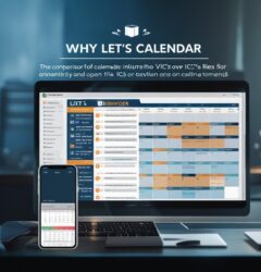 A visual comparison of ICS or iCal files interface showing bulk calendar invite tracking, personalization, and cross-platform support.