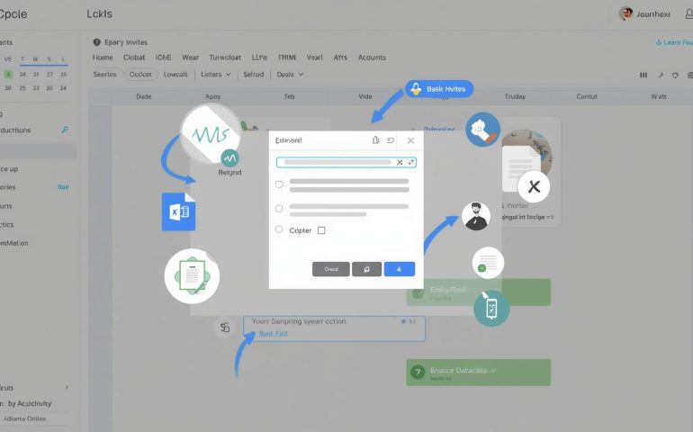 Illustration showing how to share attachments in calendar invites using links and event descriptions.