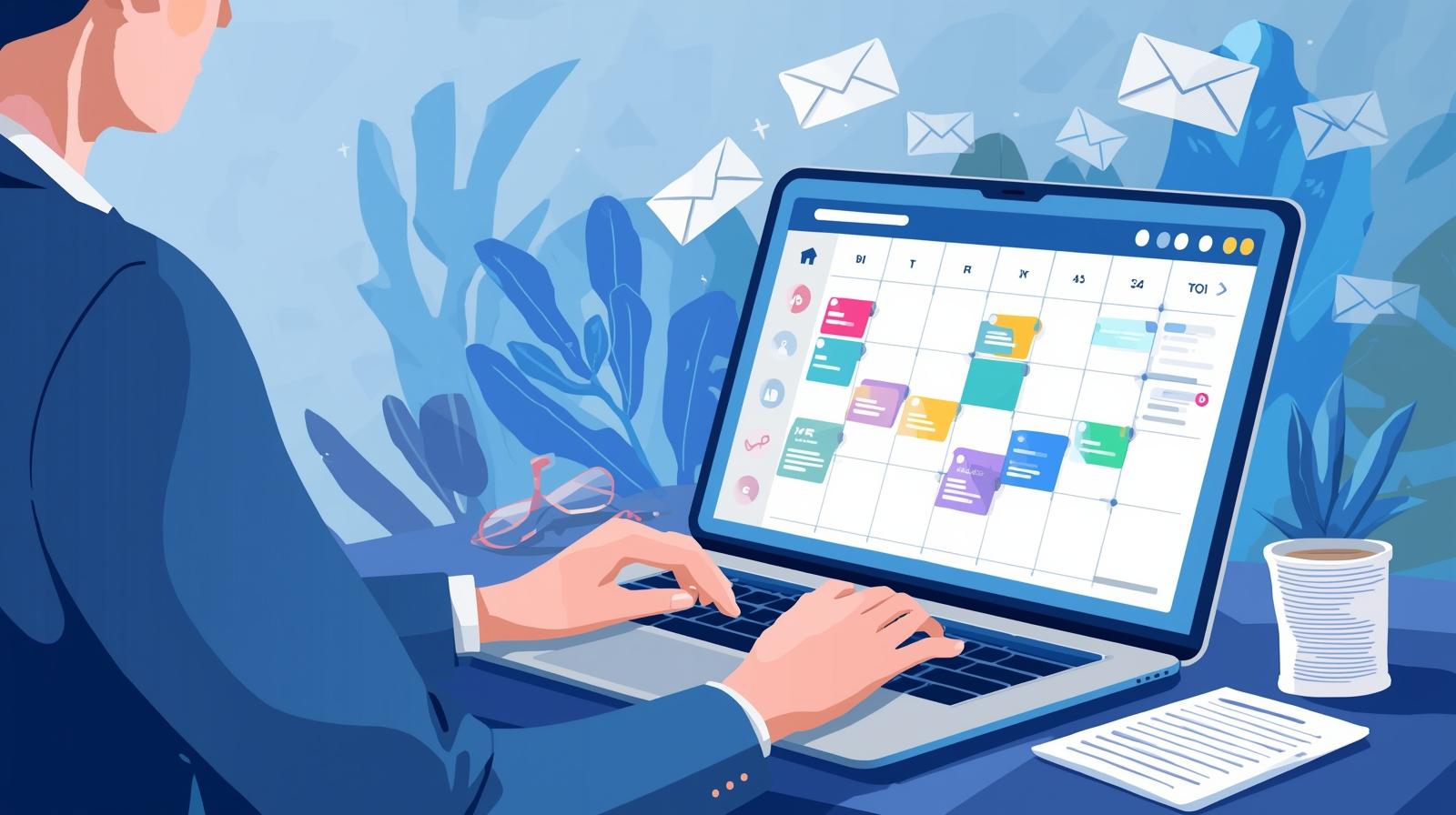 People receiving calendar invites on laptop and mobile instead of relying on emails for events.