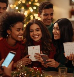 People celebrating Christmas together after receiving instant calendar invites
