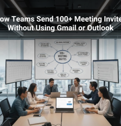 Team sending 100+ meeting invites at scale without Gmail or Outlook using centralized scheduling tools