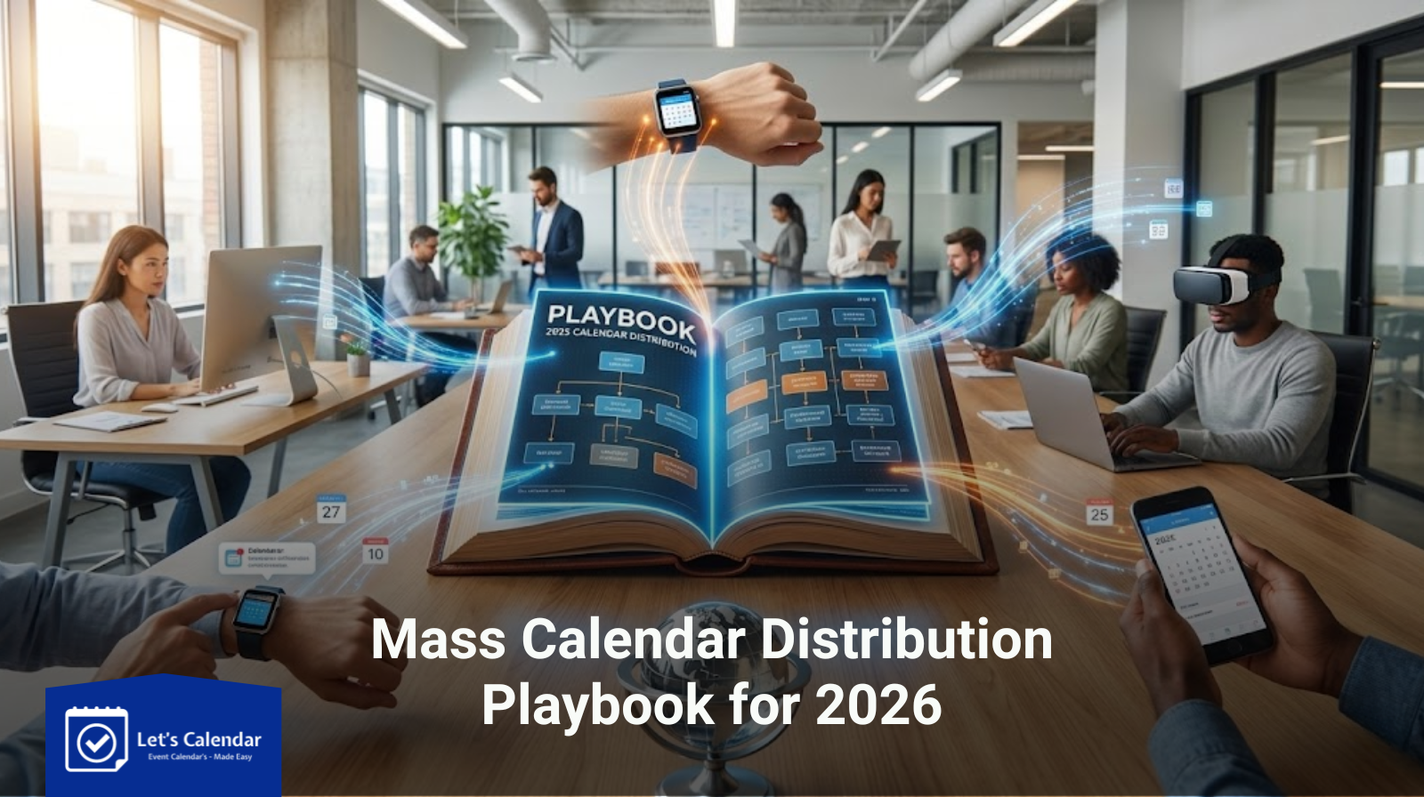 Mass calendar distribution strategy for 2026 showing bulk event invites, automated scheduling, and attendee engagement