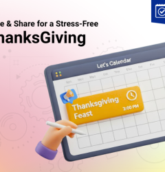 Family preparing for a Thanksgiving celebration with organized schedules and shared calendar planning.